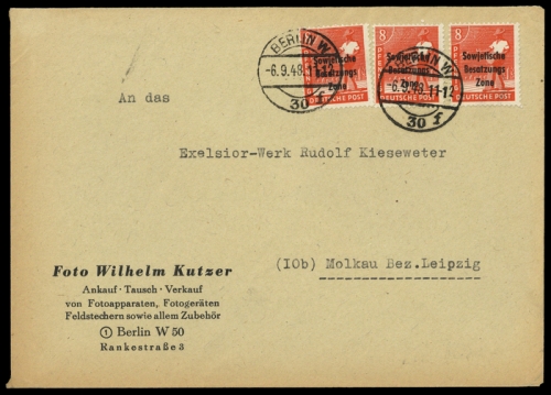 1948, Berlin Vorläufer, SBZ 184 (3), Brief