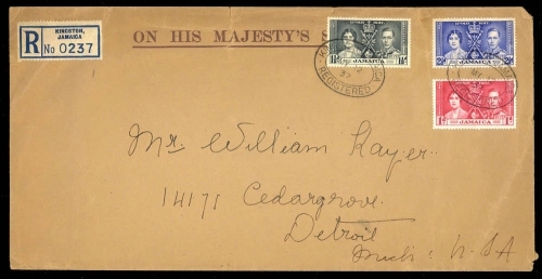 1937, Jamaica, 115-17, FDC