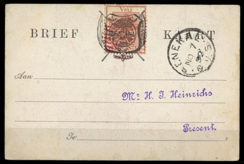 1889, Oranjefreistaat Marken für Postkarten, Po 1, Brief