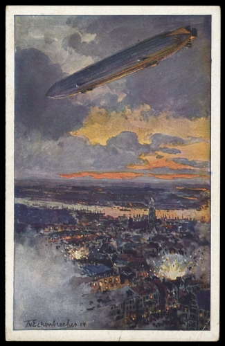 1914, Zeppelin,Zeppelin Postkarten,Luftflotten-Verein, Brief