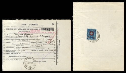 Schweiz Gebührenbelege Zoll KFZ Einreise, 196, Brief
