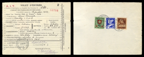Schweiz Gebührenbelege Zoll KFZ Einreise, 253 u.a., Brief