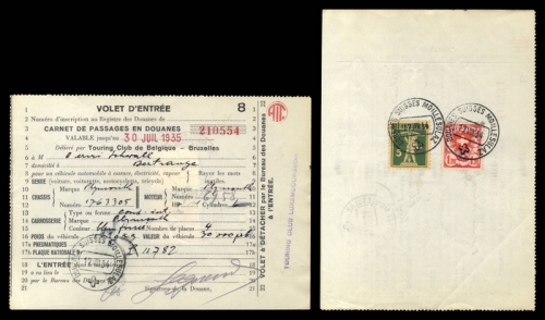 Schweiz Gebührenbelege Zoll KFZ Einreise, 195+201, Brief