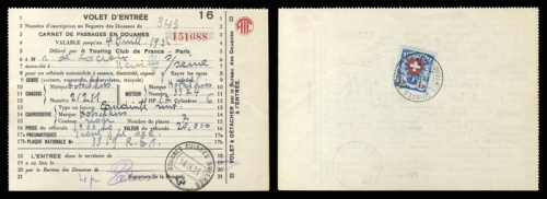 Schweiz Gebührenbelege Zoll KFZ Einreise, 196, Brief