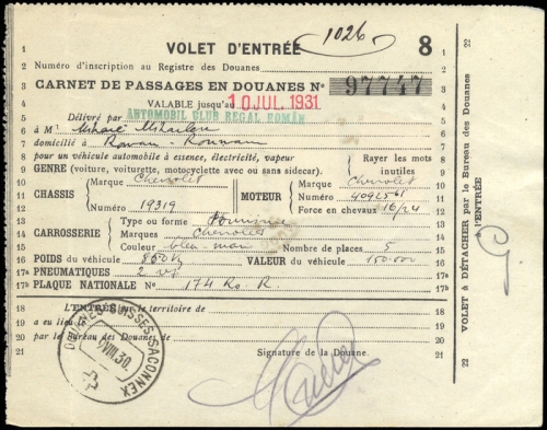 Schweiz Gebührenbelege Zoll KFZ Einreise, 208 (2) u.a., Brief