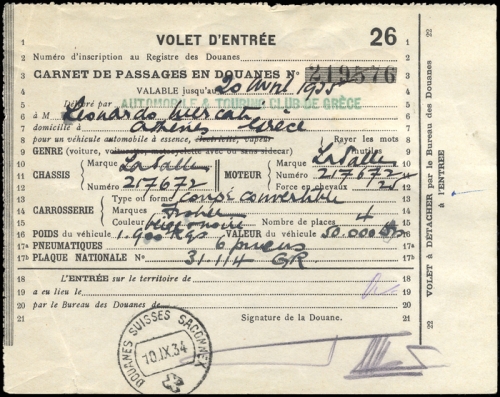 Schweiz Gebührenbelege Zoll KFZ Einreise, 206 (2) u.a., Brief