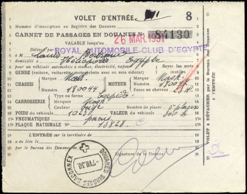 Schweiz Gebührenbelege Zoll KFZ Einreise, 109+200, Brief