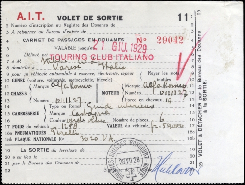 Schweiz Gebührenbelege Zoll KFZ Ausreise, 169, Brief