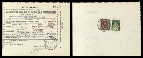 Schweiz Gebührenbelege Zoll KFZ Einreise, 107+197, Brief