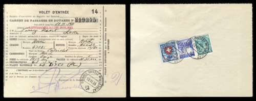 Schweiz Gebührenbelege Zoll KFZ Einreise, 276 u.a., Brief