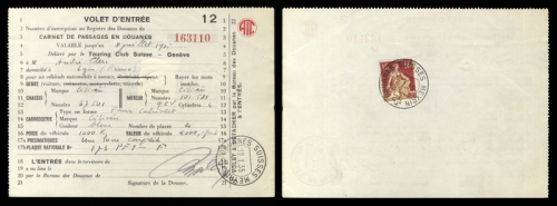 Schweiz Gebührenbelege Zoll KFZ Einreise, 109, Brief