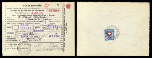 Schweiz Gebührenbelege Zoll KFZ Einreise, 196, Brief