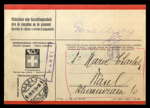 1935, Schweiz, Brief