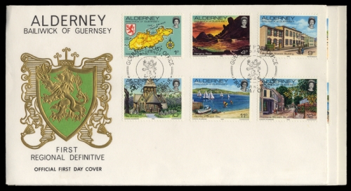 1983, Alderney, 1-12, 43-47, FDC