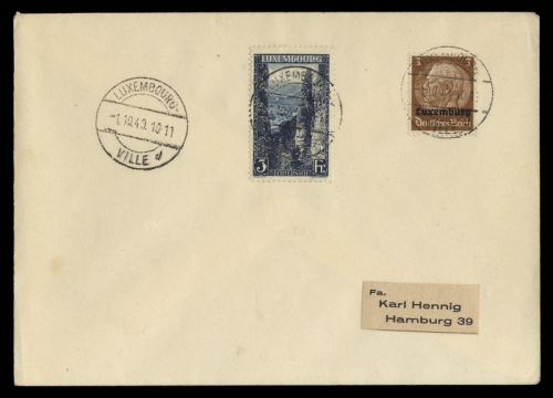 1940, Deutsche Besetzung II. WK Luxemburg, 1, Lux., FDC