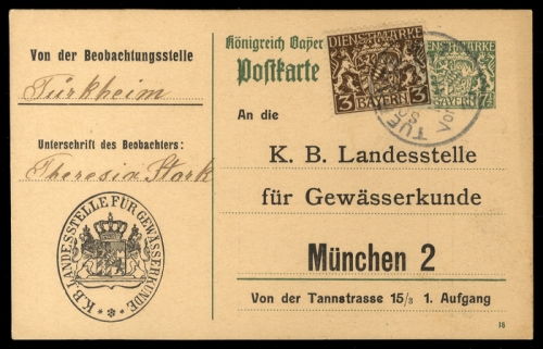 1919, Altdeutschland Bayern, D 16, DP 1, Brief