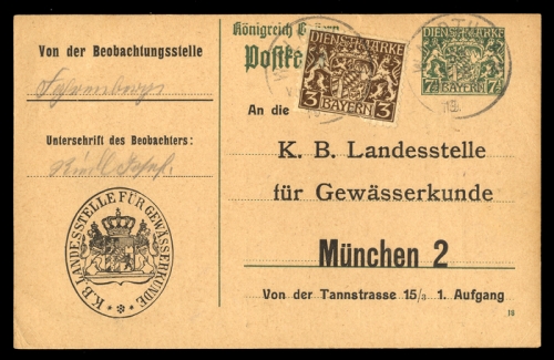 1919, Altdeutschland Bayern, D 16, DP 1, Brief