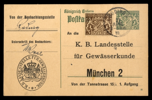 1919, Altdeutschland Bayern, D 16, DP 1, Brief