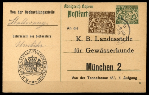 1919, Altdeutschland Bayern, D 16, DP 1, Brief