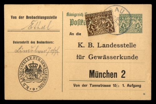 1919, Altdeutschland Bayern, D 16, DP 1, Brief