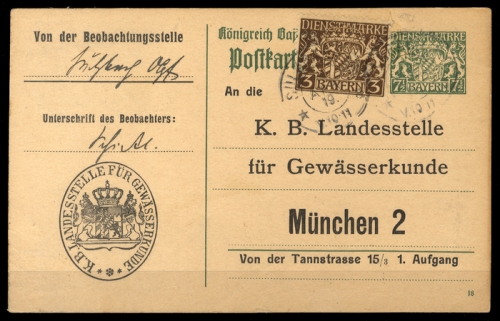 1919, Altdeutschland Bayern, D 16, DP 1, Brief