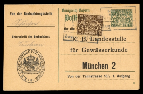 1919, Altdeutschland Bayern, D 16, DP 1, Brief