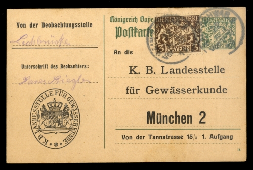 1919, Altdeutschland Bayern, D 16, DP 1, Brief