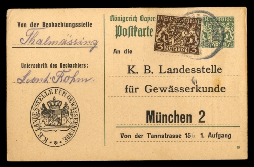 1919, Altdeutschland Bayern, D 16, DP 1, Brief