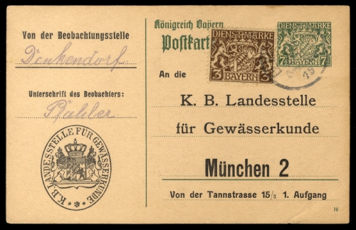 1919, Altdeutschland Bayern, D 16, DP 1, Brief