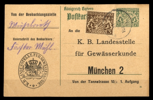 1919, Altdeutschland Bayern, D 16, DP 1, Brief