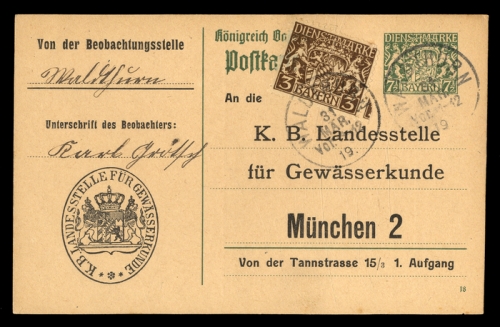 1919, Altdeutschland Bayern, D 16, DP 1, Brief