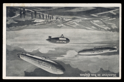 1914, Zeppelin,Zeppelin Postkarten,Luftflotten-Verein, Brief