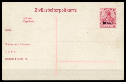 1918, Deutsche Besetzung I. WK Etappengebiet West, P 8, Brief