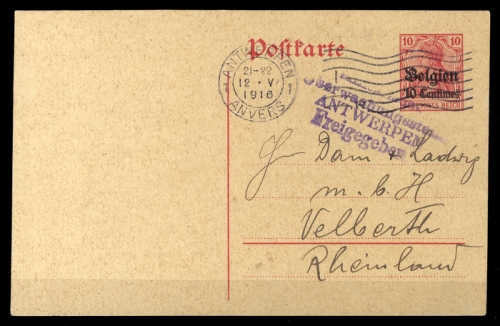 1914, Deutsche Besetzung I. WK Belgien, P 2, Brief