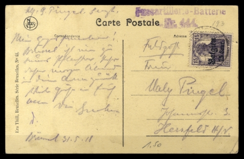 1914, Deutsche Besetzung I. WK Belgien, 16, Brief