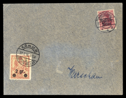 1916, Deutsche Besetzung I. WK Polen, 9, Russ.P. 3, Brief