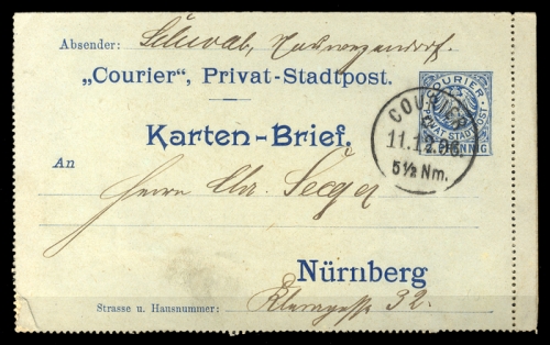 Deutsches Reich Stadtpost, PP, Brief