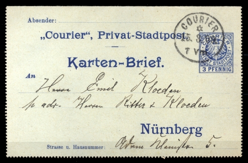 Deutsches Reich Stadtpost, PP, Brief