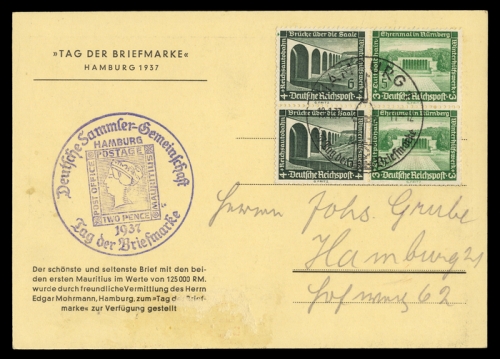 1937, Postgeschichte,Tag der Briefmarke,Deutschland bis 1945, ...