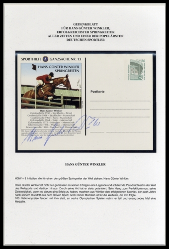 1986, Sport u. Spiel,Pferdesport,Springreiten, Brief