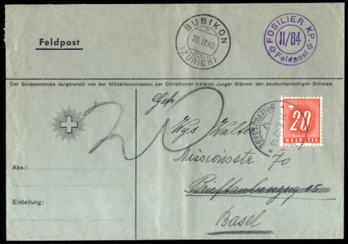 1940, Schweiz, P 57, Brief
