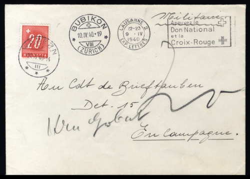 1940, Schweiz, P 57, Brief