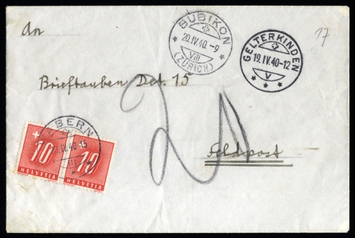 1940, Schweiz, P 55 (2), Brief