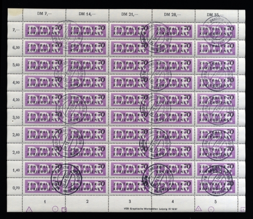 1956, DDR Verwaltungspost B Zentraler Kurierdienst, 9 Bogen, cto