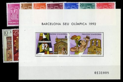 1974, Andorra Spanische Post, 90-91 u.a., **