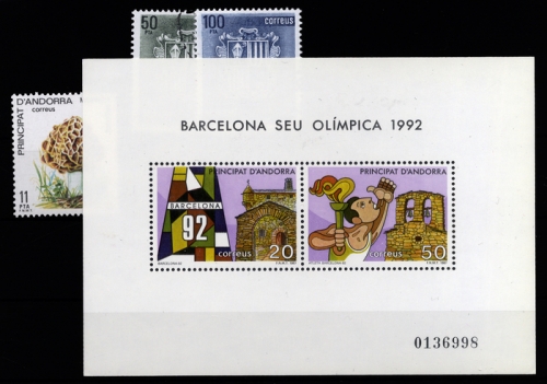 1982, Andorra Spanische Post, 157-58 u.a., **, gest.