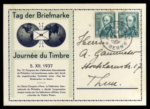 1937, Postgeschichte,Tag der Briefmarke,International bis 1945, ...
