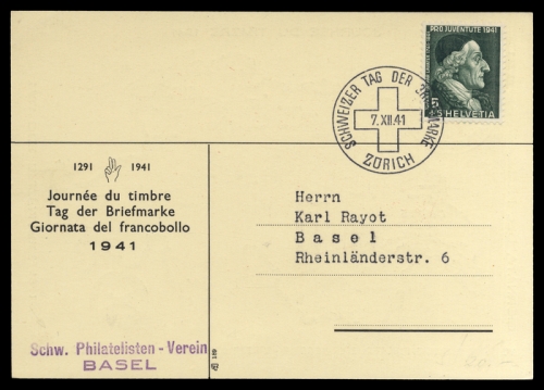 1941, Postgeschichte,Tag der Briefmarke,International bis 1945, ...