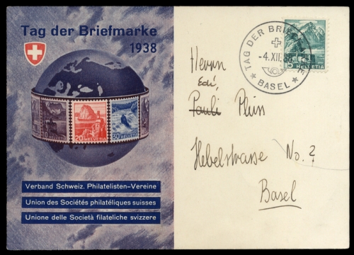 1938, Postgeschichte,Tag der Briefmarke,International bis 1945, ...