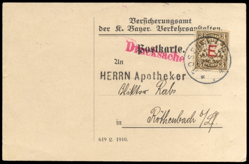 1908, Altdeutschland Bayern, D 1, Brief
